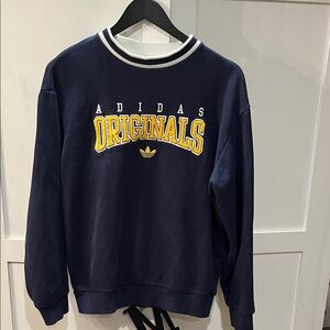 Adidas Navy and Yellow Crewneck Sweater